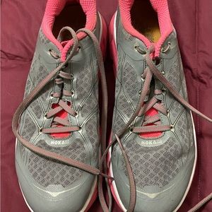 Ladies Size 10 HOKA W Clifton 2, gray and pink, gently used.